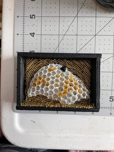 Honeycomb Shadowbox with Antique Bee Bead