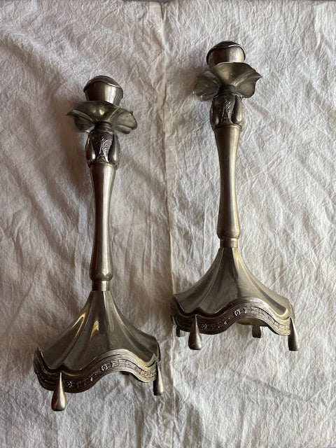 Ornate Silver Plate Candlesticks