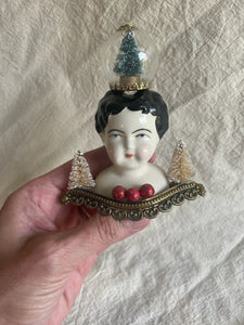 Vintage Doll Head Christmas Assemblage