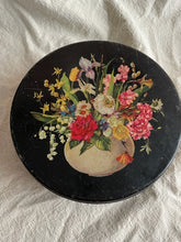 Load image into Gallery viewer, Vintage black tin with florals
