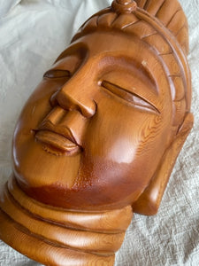 Solid wood Carved Buddha Head