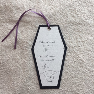 Coffin Shaped Epitaph Wall Art or Bookmark