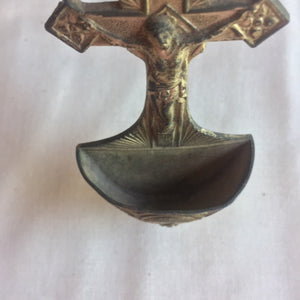 Pressed Metal Crucifix Holy Water Receptacle